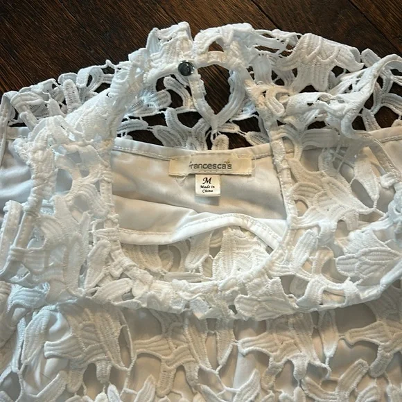 Francesca's White Lace Dress, Size M - Picture 3 of 5